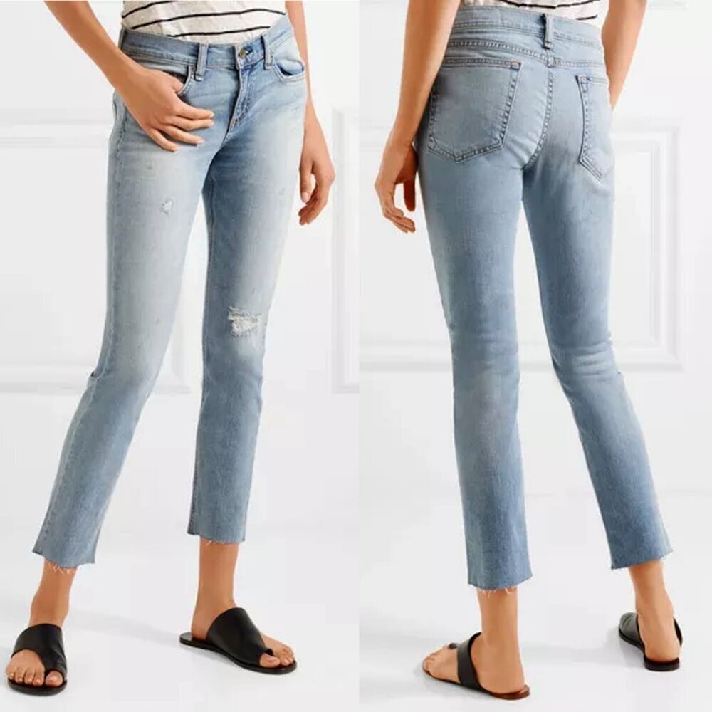 Rag & Bone Dre Capri Skinny Cropped Raw Hem Distressed Jeans Size 25''